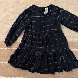 H&M Black and White Checkered Long Sleeve Dress